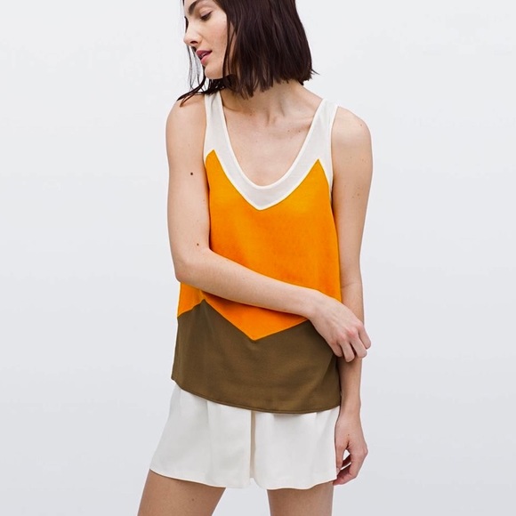 ZARA W&B Collection Mixed Media Paneled Color Block Sleeveless Tank Top - Picture 2 of 14